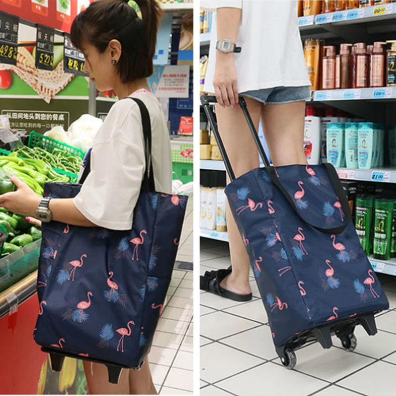Food Storage On Wheels - Katlanır alışveriş çantası kadın büyük çekme