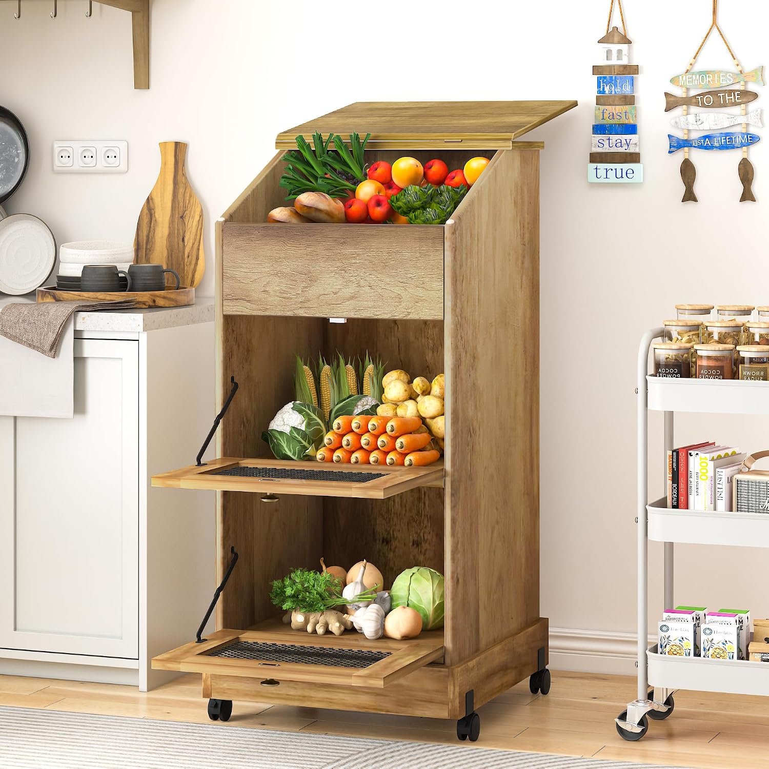 Food Storage On Wheels - Tekerlekli Ahşap Patates Saklama Dolapları, 3