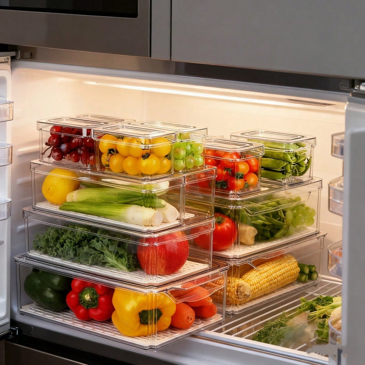 Stackable Pantry Bin - 7'li Paket İstiflenebilir Buzdolabı Düzenleyici Kutuları