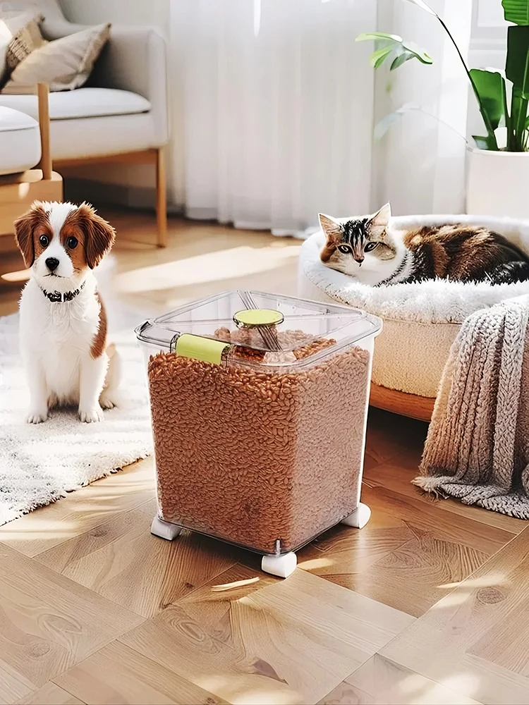 Food Storage On Wheels - Büyük Kapasiteli Şeffaf Köpek ve Kedi