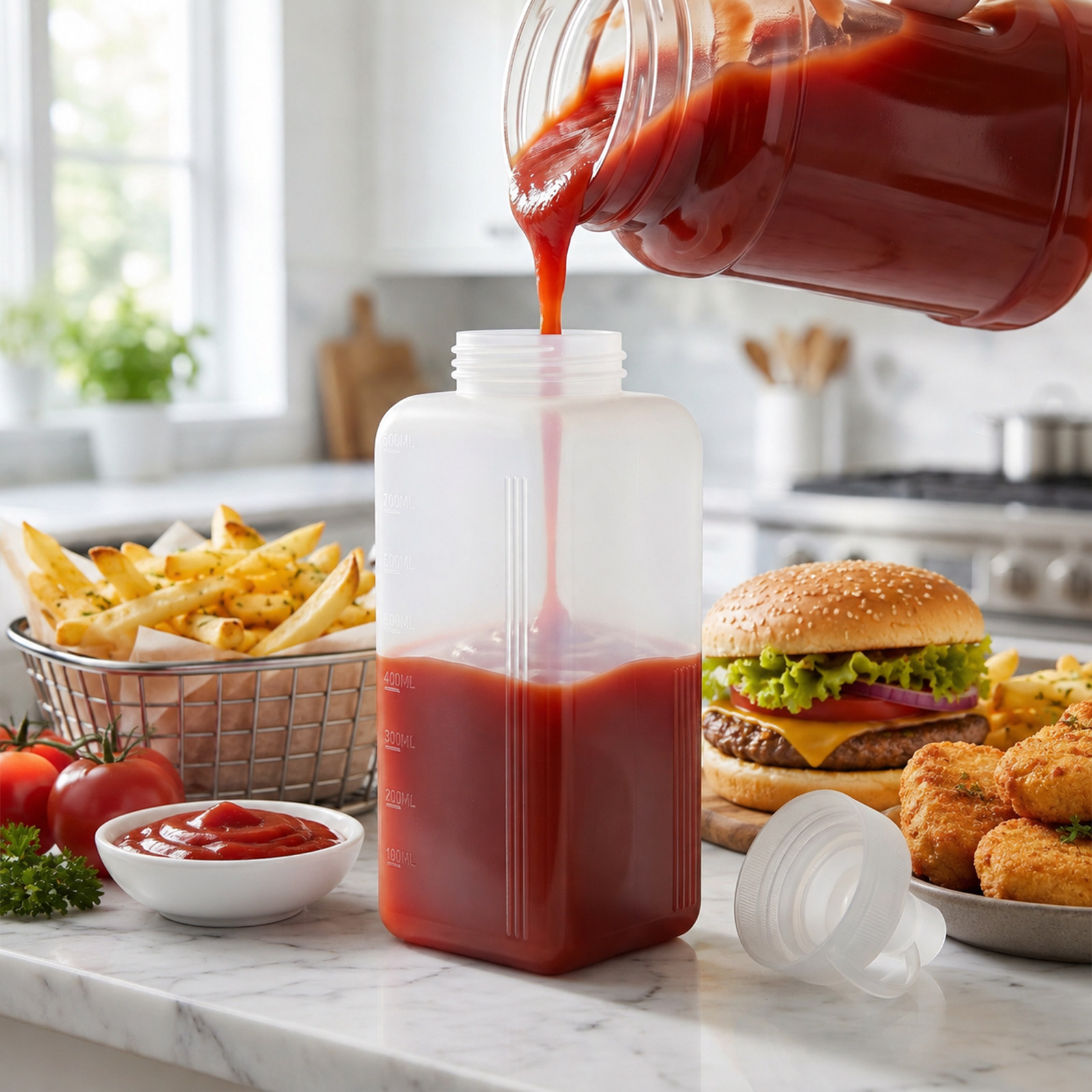 Salad Dressing Bottle - 2 Adet Plastik Sıkma Şişesi 800Ml