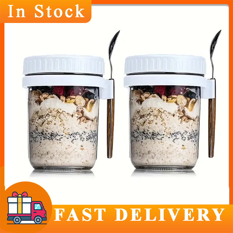 Food Storage Tupperware - Gecelik Yulaf Kapaklı ve Kaşıklı Konteyner