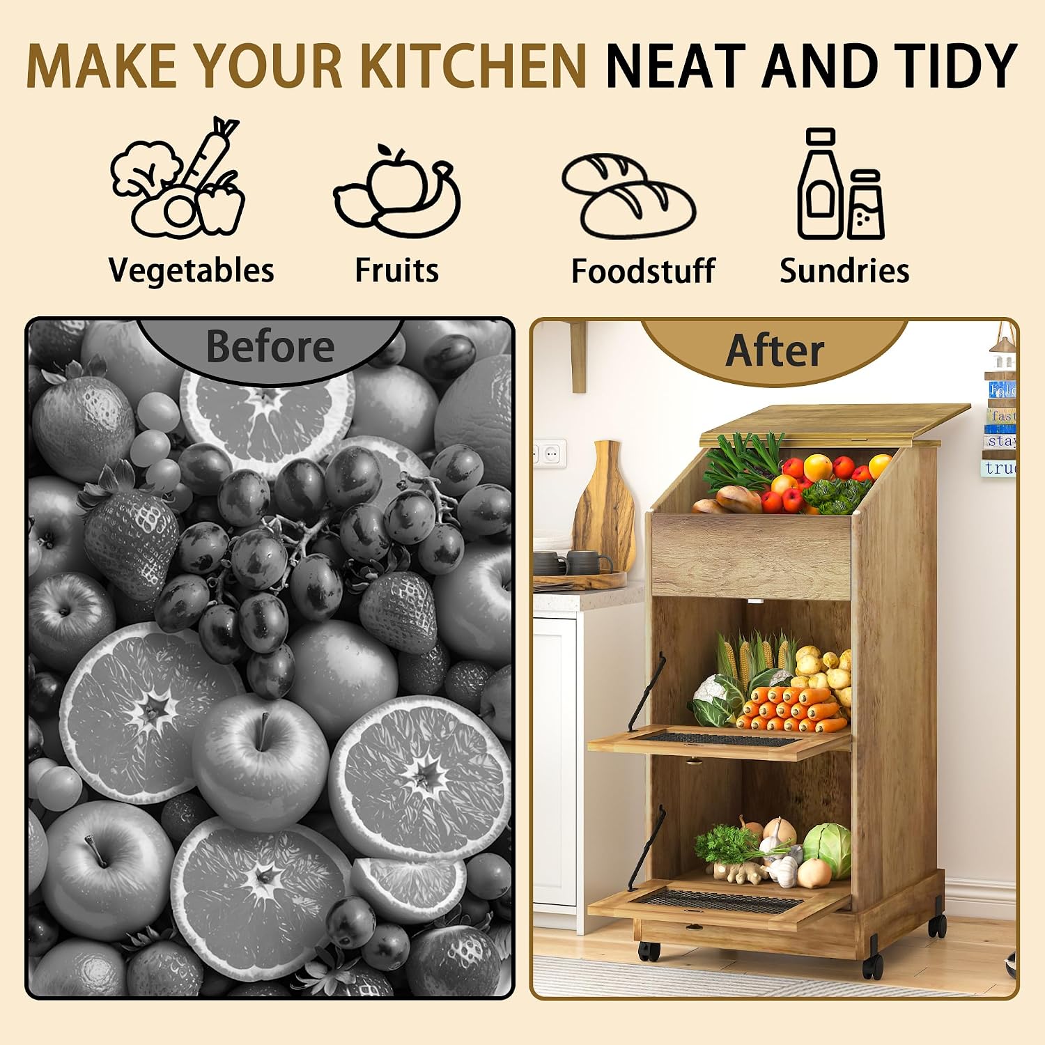 Tekerlekli Ahşap Patates Sakla - Food Storage On Wheels incelemesi ve fiyatı