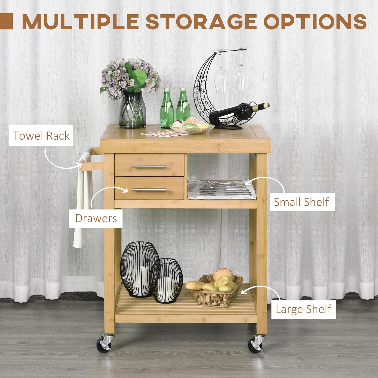 Bambu Mutfak Adası Arabası, Te - Food Storage On Wheels incelemesi ve fiyatı